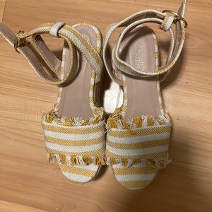 Charlotte Russe yellow and cream striped platform sandals